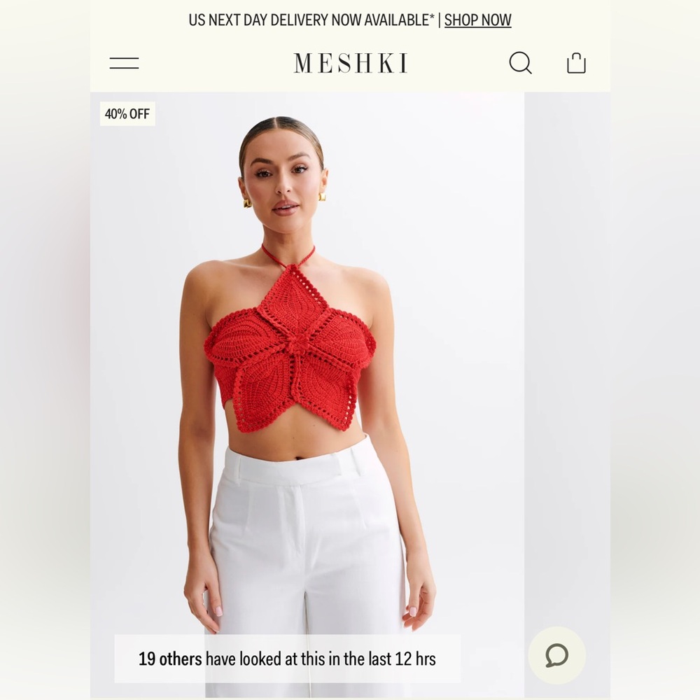 NWT Meshki Bailey Floral Crochet Halter Top